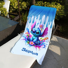 Load image into Gallery viewer, Personalized Ohana Beach Towel Custom Name Gift for Summer
