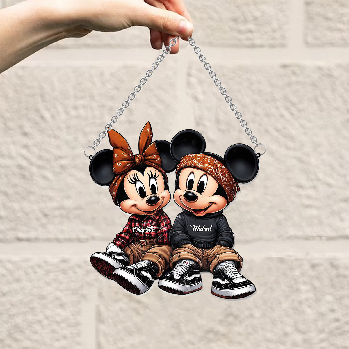 Personalized Mouse Couple Suncatcher Ornament Custom Gift for Couples