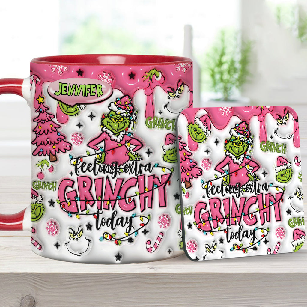 Personalized Grinch Accent Mug & Coaster Gift for Christmas