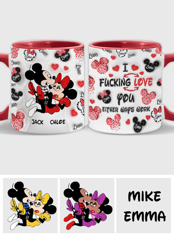 Personalized I Love You Mouse Accent Mug with Custom Names Gift