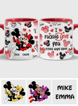Load image into Gallery viewer, Personalized I Love You Mouse Accent Mug with Custom Names Gift
