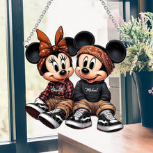 Load image into Gallery viewer, Personalized Mouse Couple Suncatcher Ornament Custom Gift for Couples
