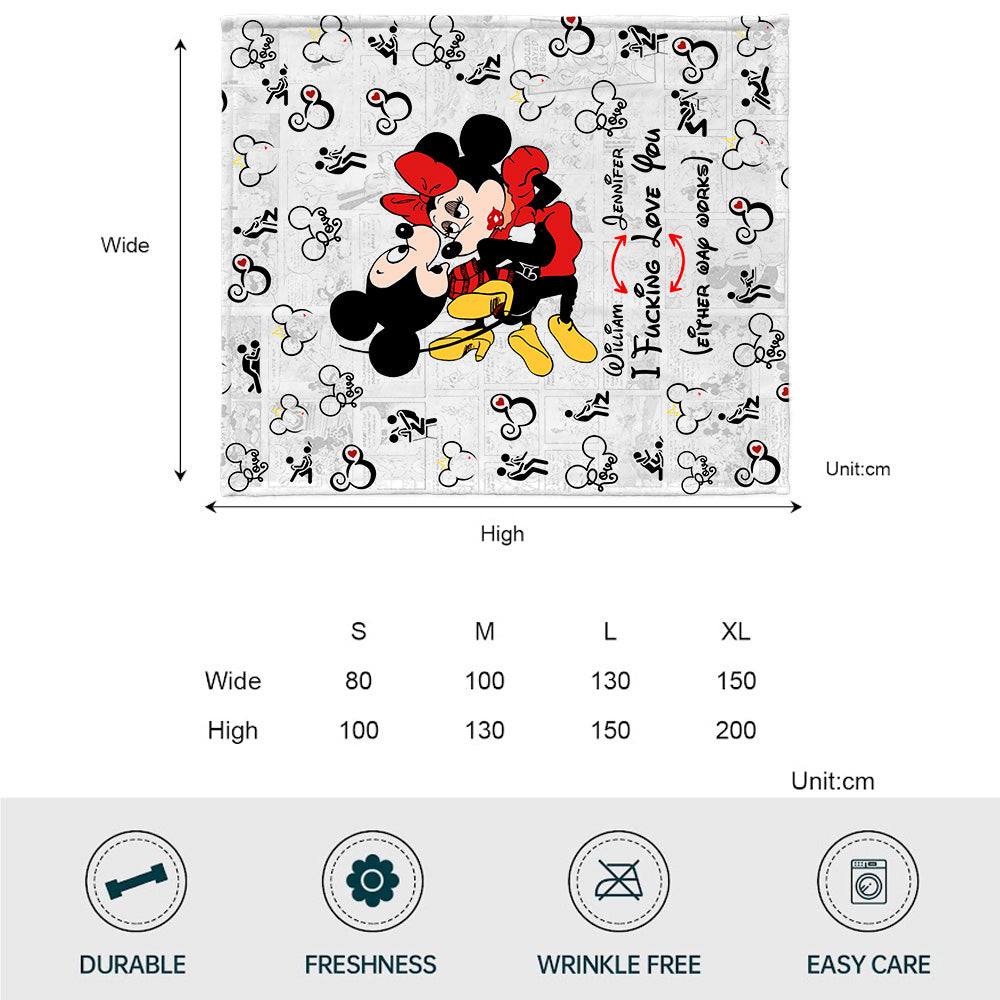 Personalized Double-Sided Flannel Mouse Blanket for Couples