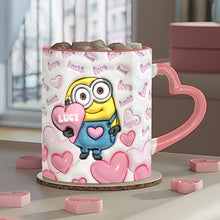 Load image into Gallery viewer, Personalized Heart Handle Mug Minion Design Custom Name Gift for Valentine’s Day
