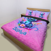 Load image into Gallery viewer, Personalized Blue Stitch Bedding Set Custom Name Gift Idea
