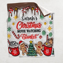 Load image into Gallery viewer, Personalized Christmas Movie Watching Blanket Custom Name Gift
