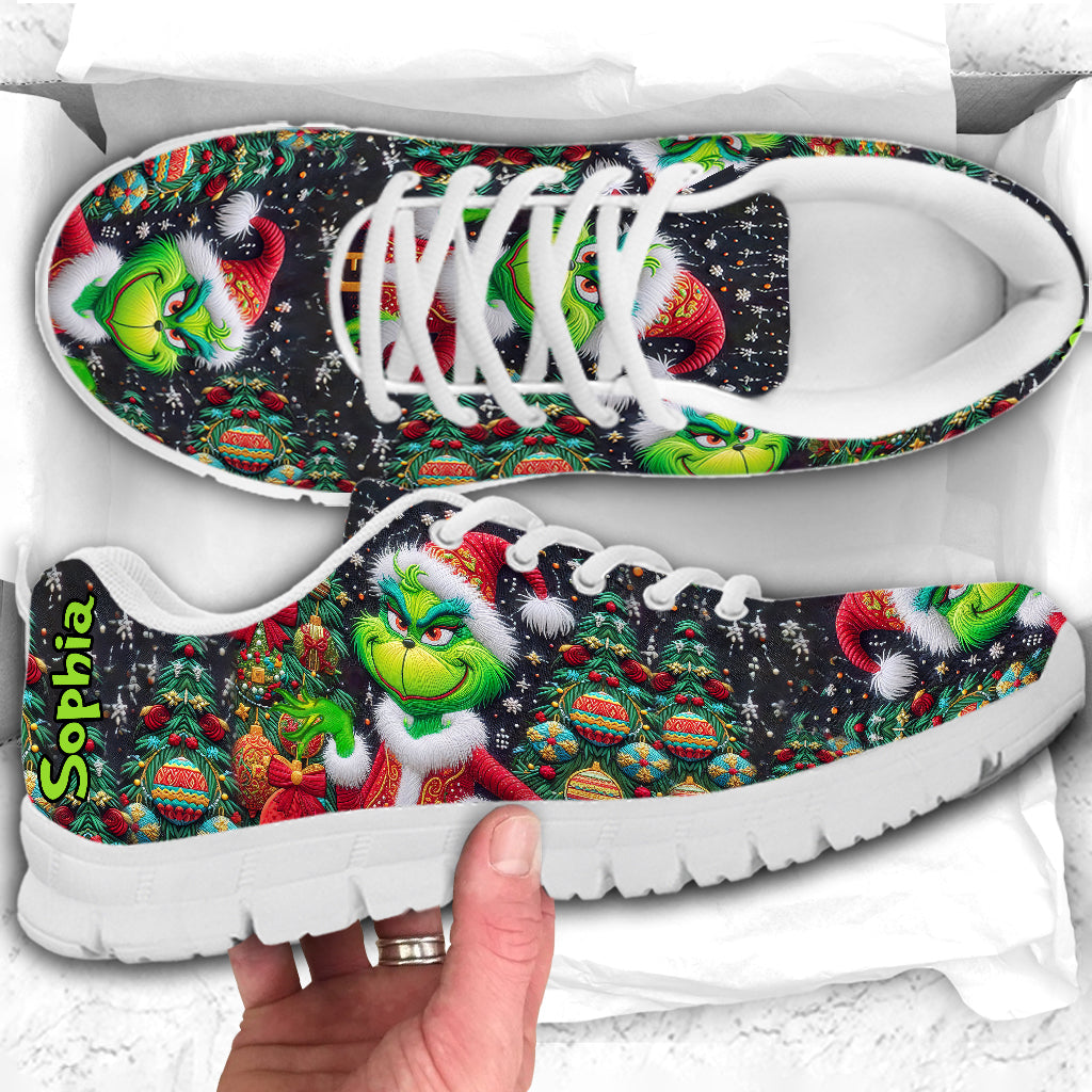 Personalized Merry Grinchmas Sneakers Custom Name Christmas Gift
