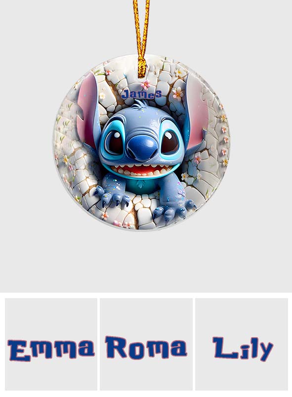 Personalized Ohana Ceramic Ornament Custom Name Gift for Christmas