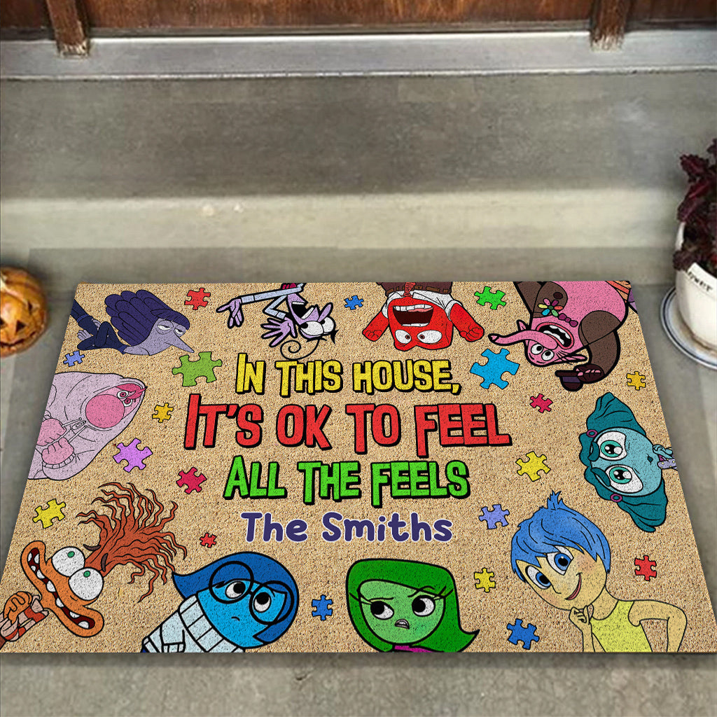 Personalized Autism Awareness Doormat with Family Name - Custom Housewarming Gift