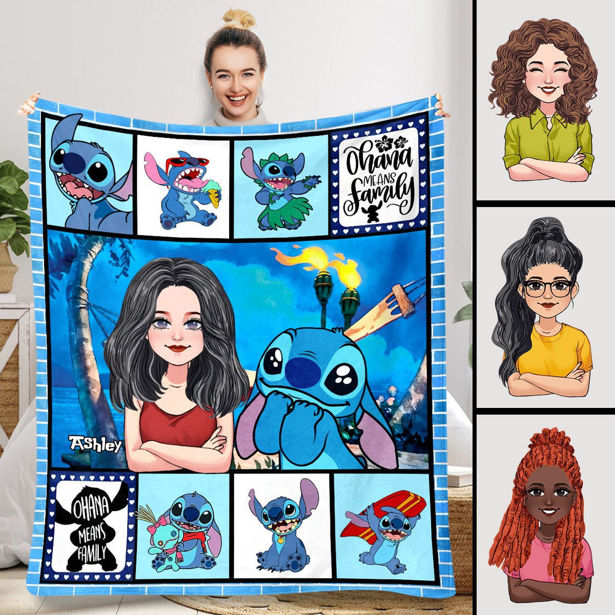 Personalized Ohana Blanket Custom Family Gift Soft Flannel