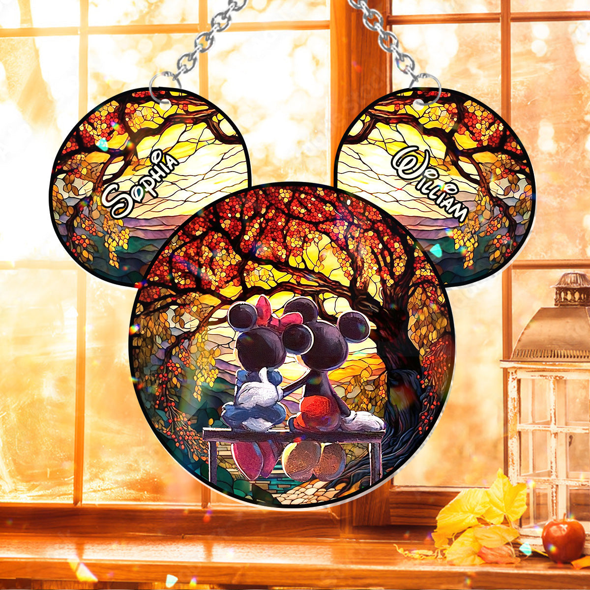 Personalized Mouse Couple Window Hanging Suncatcher Ornament Gift