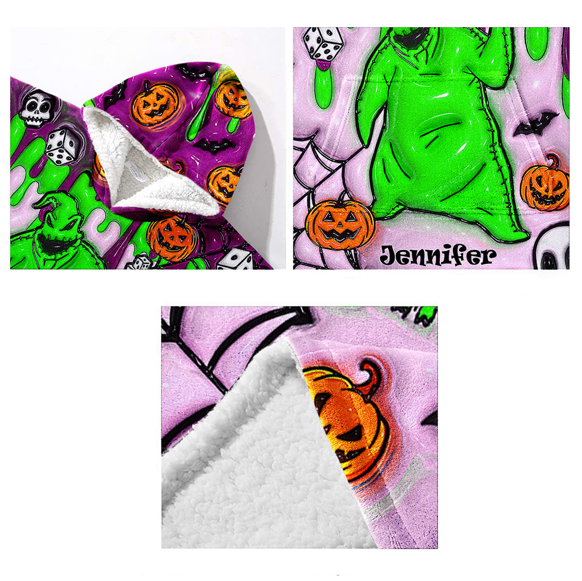 Personalized Oogie Boogie Blanket Hoodie for Halloween & Christmas Gift