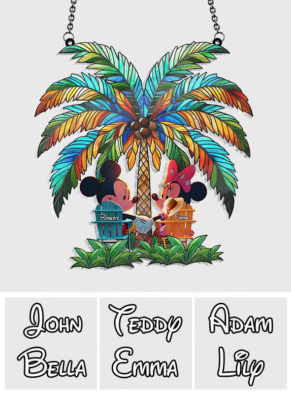 Personalized Palm Tree Suncatcher Ornament Custom Gift for Couple