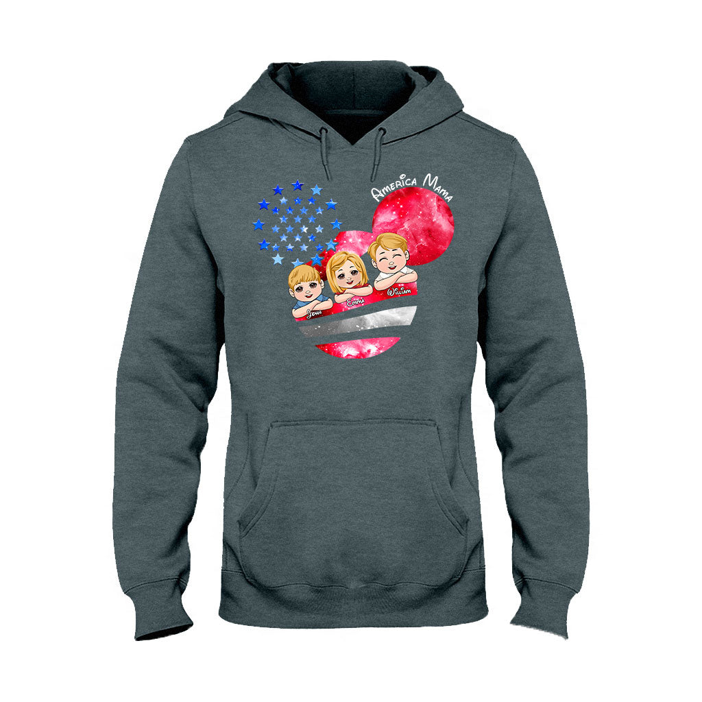 Personalized America Mama T-Shirt & Hoodie Custom Family Gift
