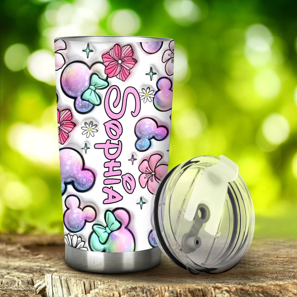 Personalized Tumbler with Puffy Mouse Ears Design Gift Idea