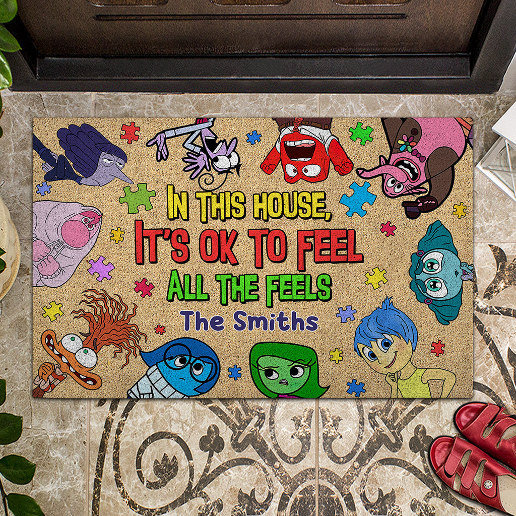 Personalized Autism Awareness Doormat with Family Name - Custom Housewarming Gift