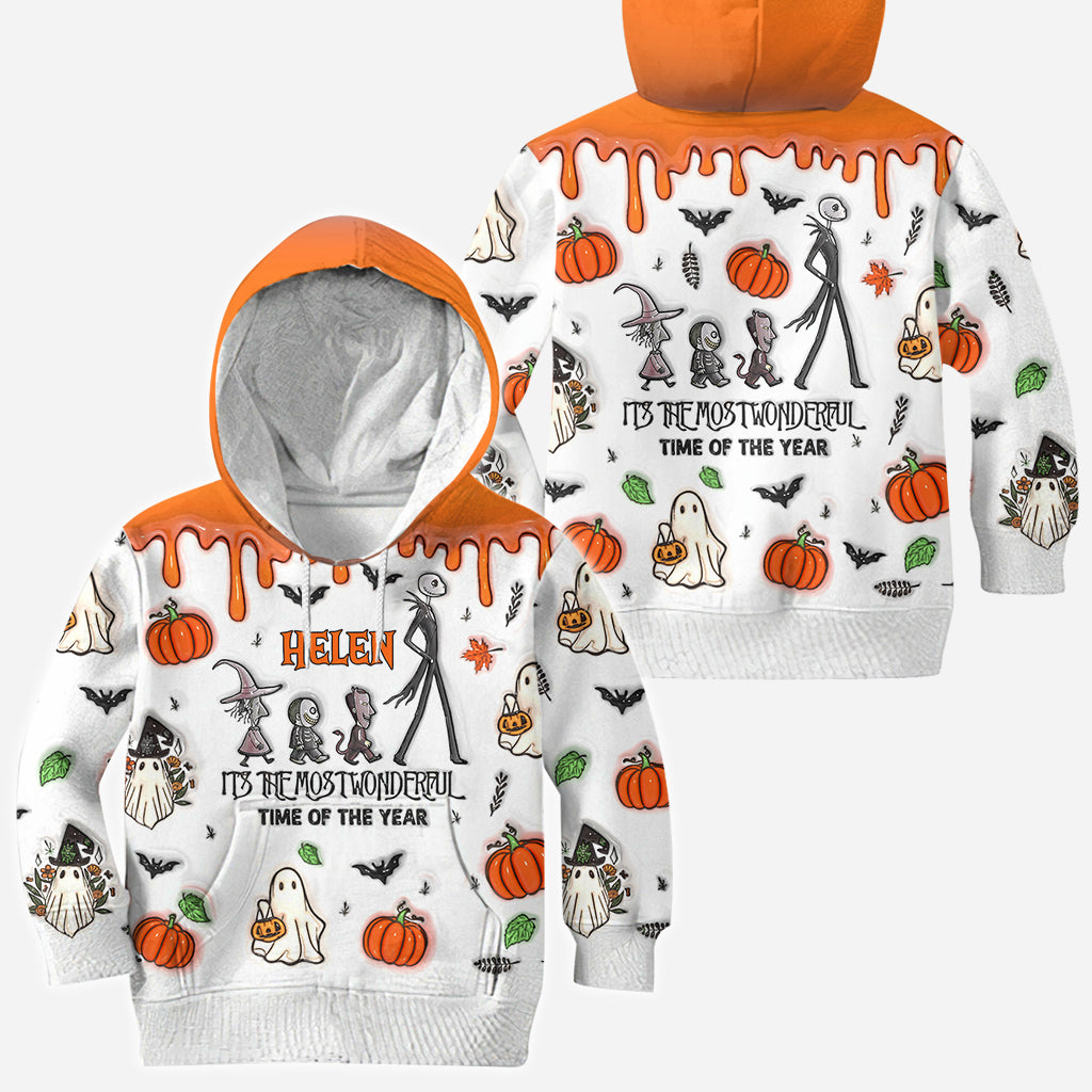Personalized Autumn Skeleton All Over Shirt Custom Name Halloween Gift