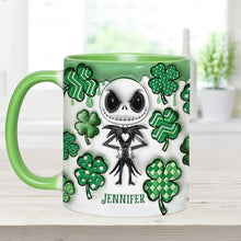 Load image into Gallery viewer, Personalized Nightmare Accent Mug with Shamrocks for Mom
