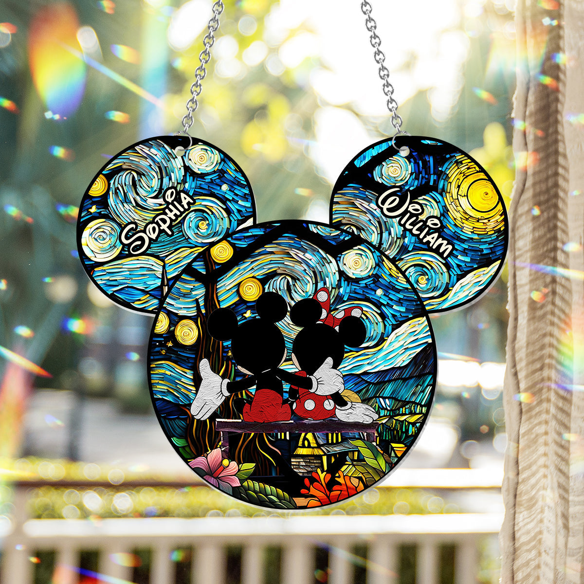 Personalized Mouse Couple Suncatcher Ornament for Animal Lovers