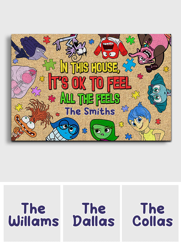 Personalized Autism Awareness Doormat with Family Name - Custom Housewarming Gift