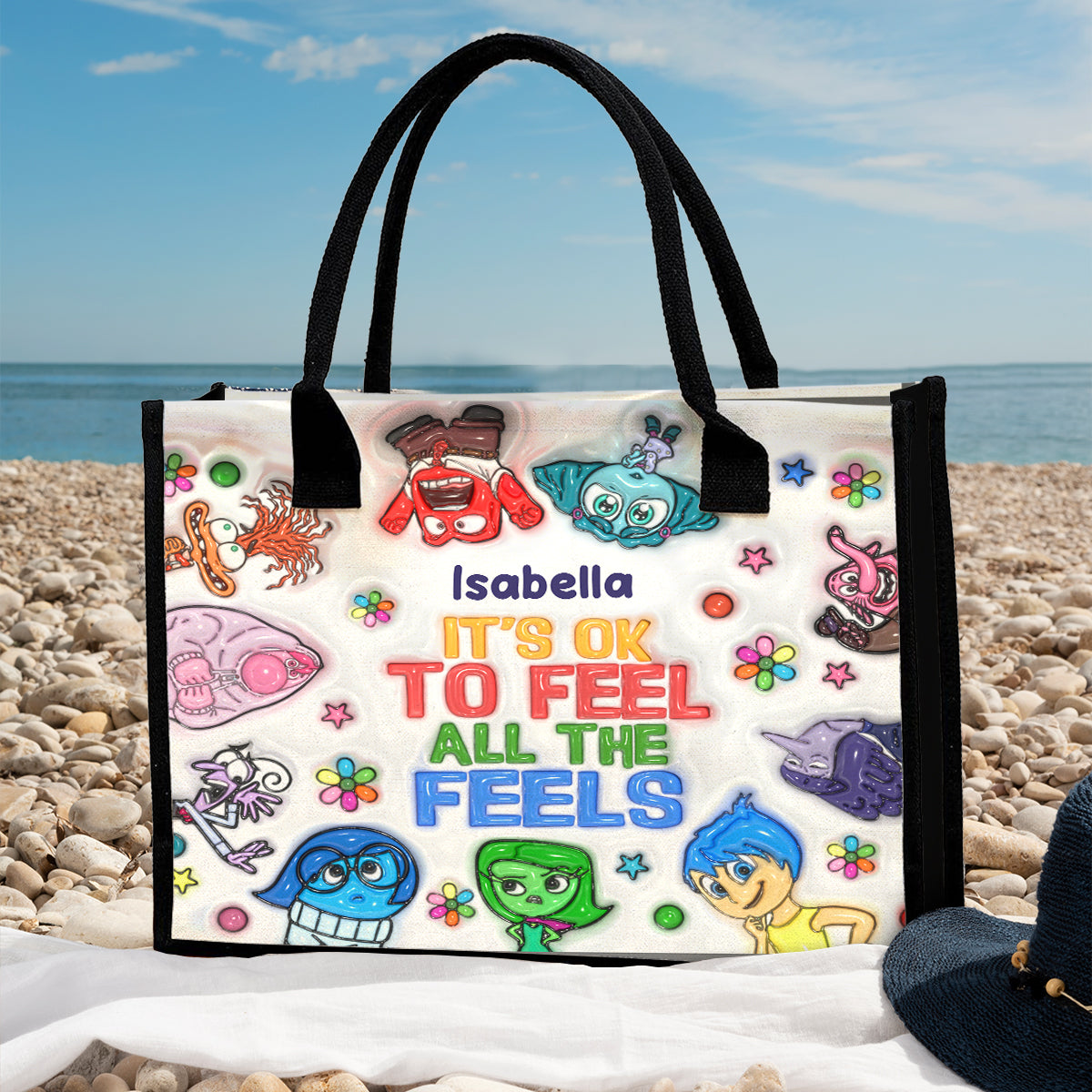 Personalized Canvas Tote Bag It's Okay To Feel All The Feels Gift for Mom/Teacher