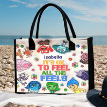 Load image into Gallery viewer, Personalized Canvas Tote Bag It's Okay To Feel All The Feels Gift for Mom/Teacher
