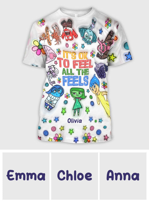 Personalized All Over Shirt with Fun 'All The Feels' Design for Kids