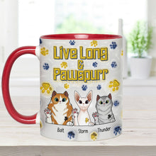 Load image into Gallery viewer, Personalized Accent Mug Live Long and Pawspurr Cat Design Gift for Pet Lovers
