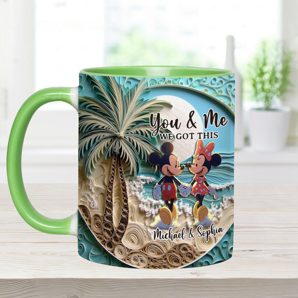 Personalized Couple Beach Scene Accent Mug Custom Names Gift