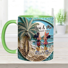 Load image into Gallery viewer, Personalized Couple Beach Scene Accent Mug Custom Names Gift

