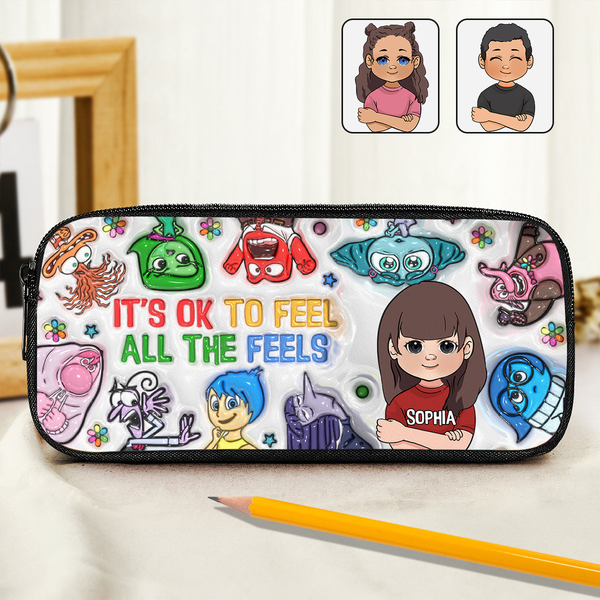 Personalized Kids Pencil Case with Fun Characters & Custom Name