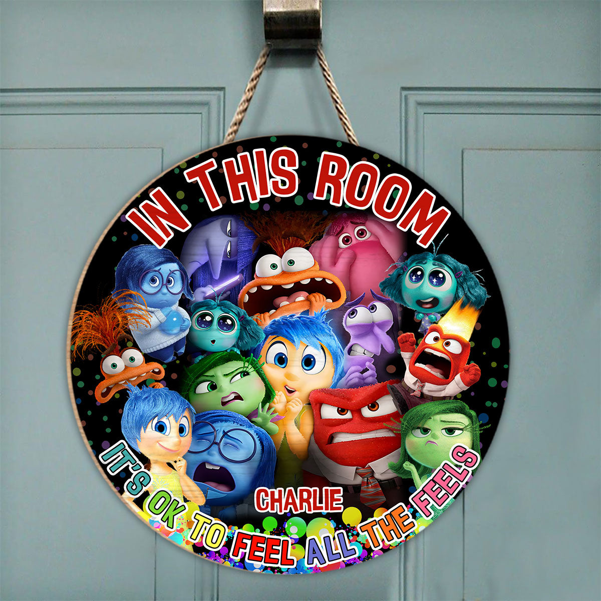 Personalized Round Wood Sign with Custom Name for Kids' Room