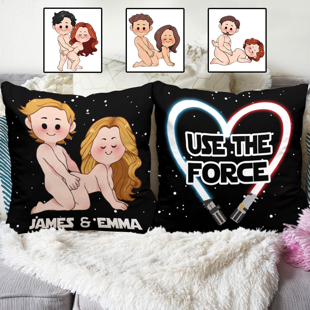 Personalized Use The Force Throw Pillow Custom Couple Gift