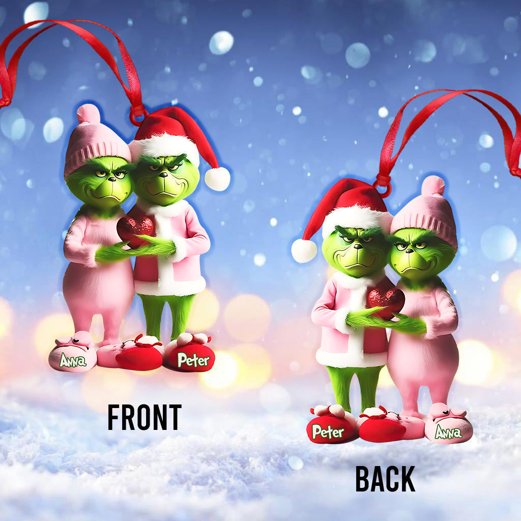 Personalized Grinchy Couple Christmas Ornament Gift
