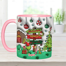 Load image into Gallery viewer, Personalized Christmas Accent Mug Grinch Design Custom Name Gift
