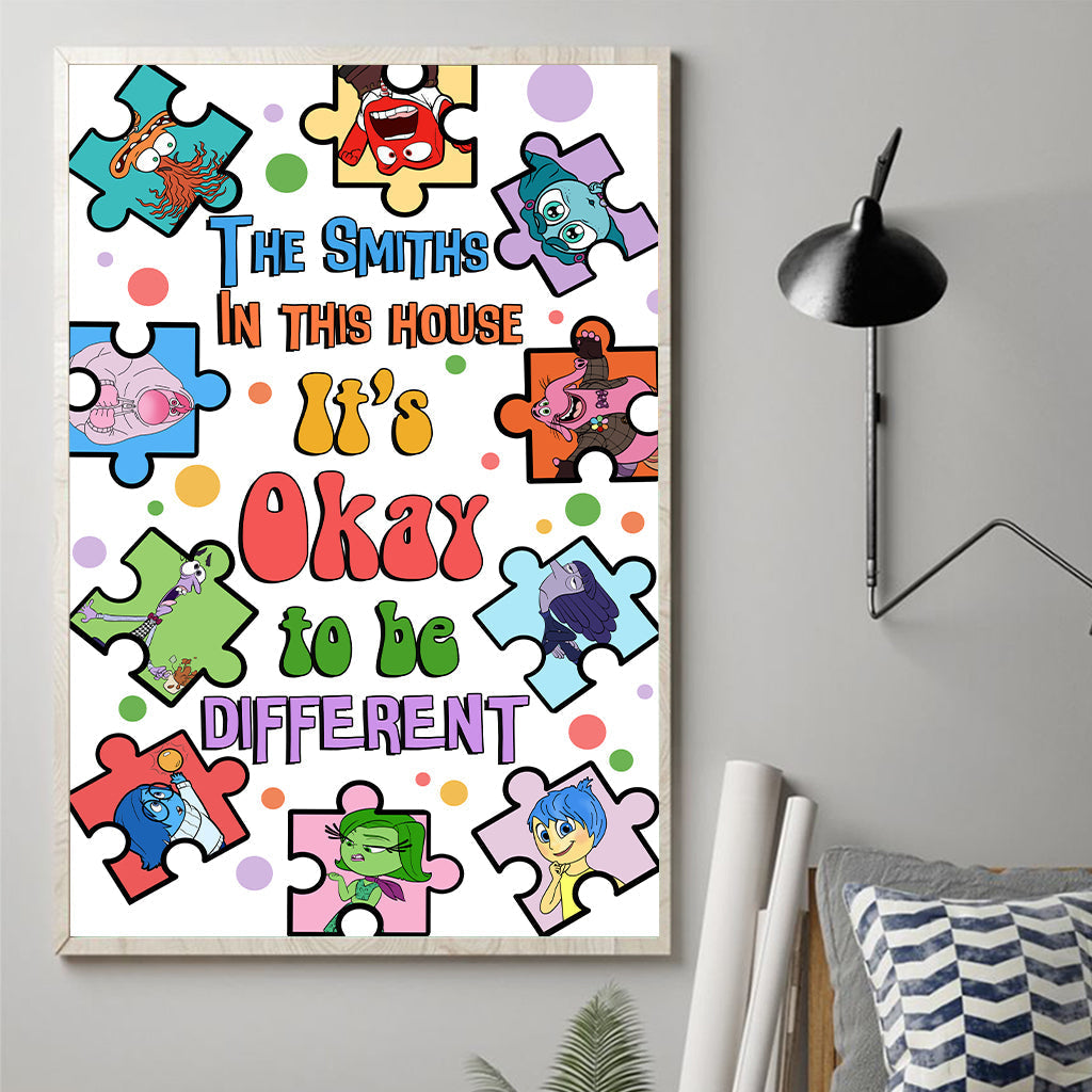 Personalized Puzzle Theme Canvas Print It's Okay to Be Different
