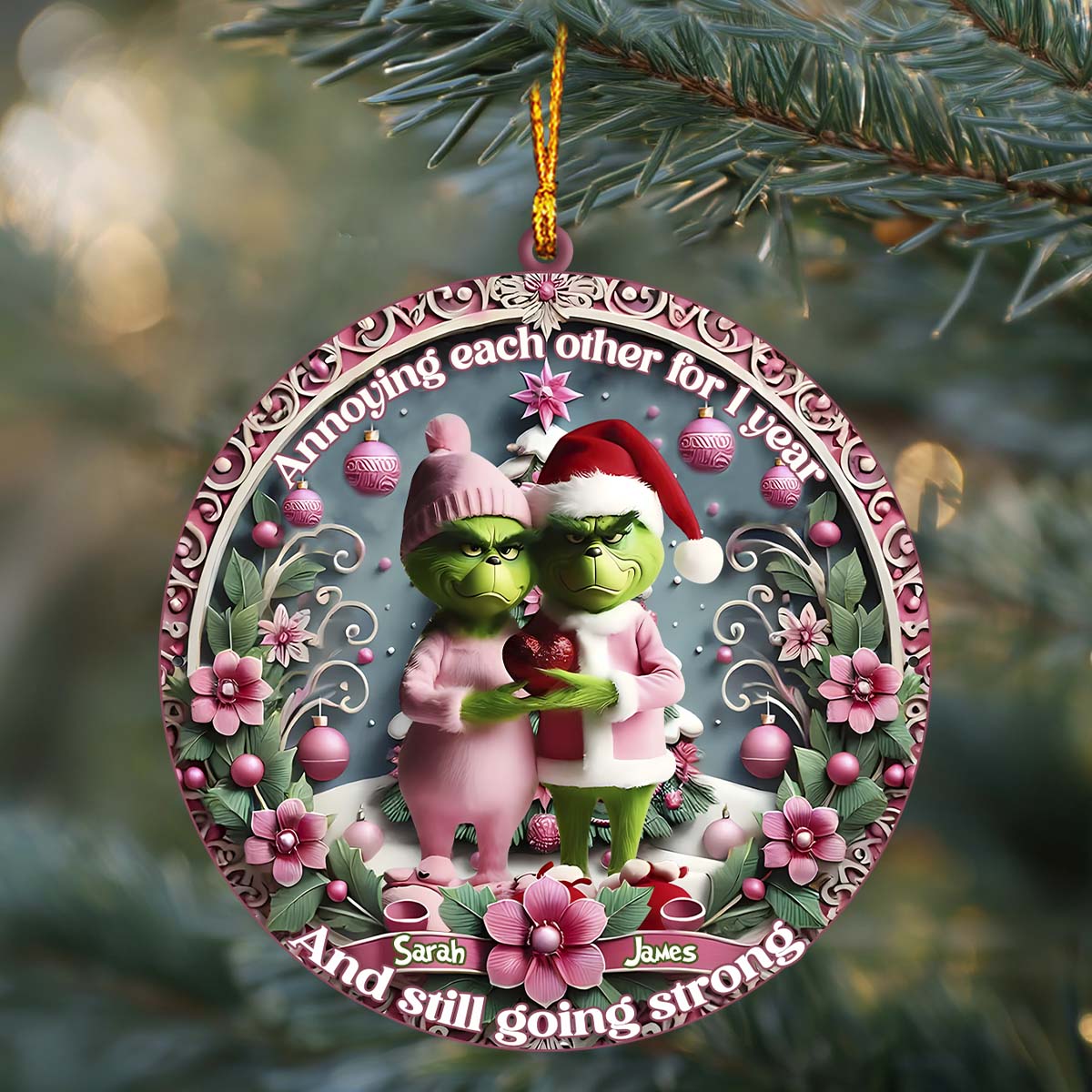 Personalized Christmas Ornament Custom Name Gift for Couple