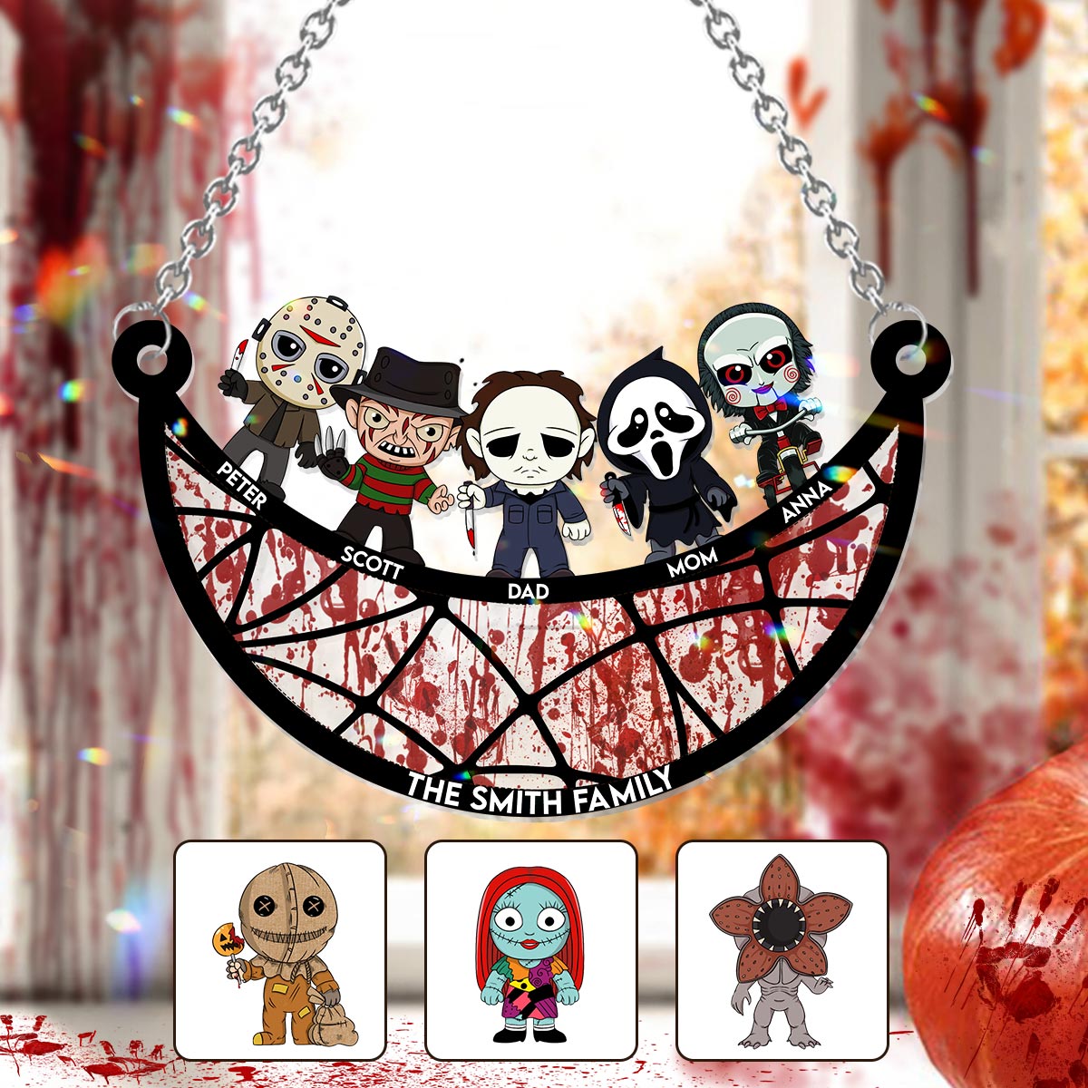 Personalized Scary Movies Suncatcher Ornament for Family Gift