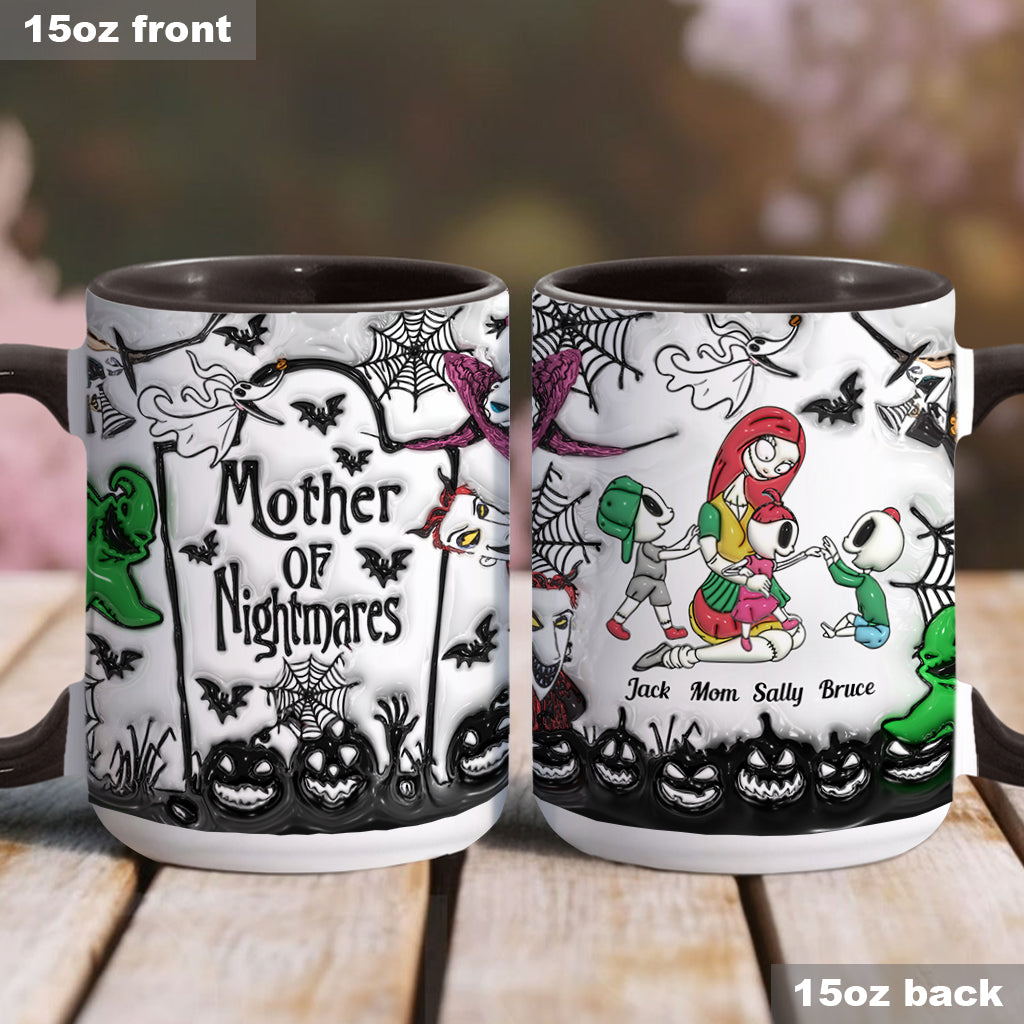 Personalized Nightmare Accent Mug with Custom Names for Mom