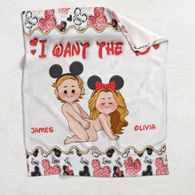 Load image into Gallery viewer, Personalized Mouse-Themed Blanket Custom Names Gift for Couple
