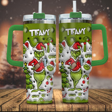 Load image into Gallery viewer, Personalized Grinch Christmas Tumbler with Handle Gift for Mom

