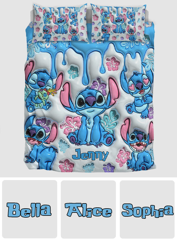Personalized Ohana Bedding Set with Cute Stitch Design | Custom Name Gift