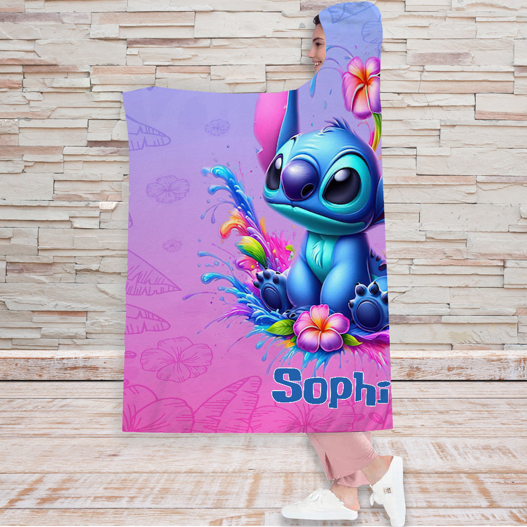 Personalized Hooded Blanket with Cute Character Design for Kids