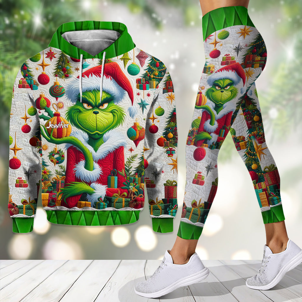 Personalized Grinchmas Hoodie and Leggings Set Custom Name Christmas Gift
