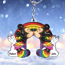 Load image into Gallery viewer, Personalized LGBT Support Keychain Custom Names for Couples
