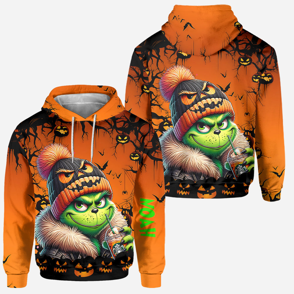 Personalized Halloween Grinch Hoodie & Leggings Set Gift