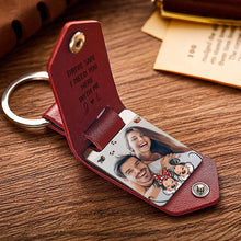 Load image into Gallery viewer, Personalized Leather Photo Keychain Couple Gift with Custom Message
