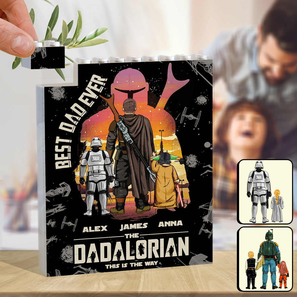 Personalized Dadalorian Building Block Gift for Dad - Custom Name Decor