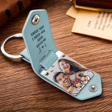 Load image into Gallery viewer, Personalized Leather Photo Keychain Couple Gift with Custom Message
