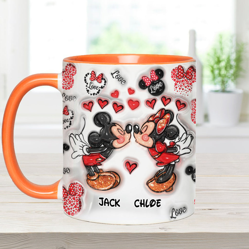 Personalized Accent Mug You & Me Kissing Mickey Minnie Gift for Couple